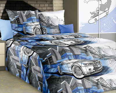 Постельное белье Автокар 1 Перкаль синий